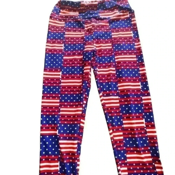 Lularoe one size flag stars & striped leggings . NWOT. Perfect Americana! - Picture 2 of 6